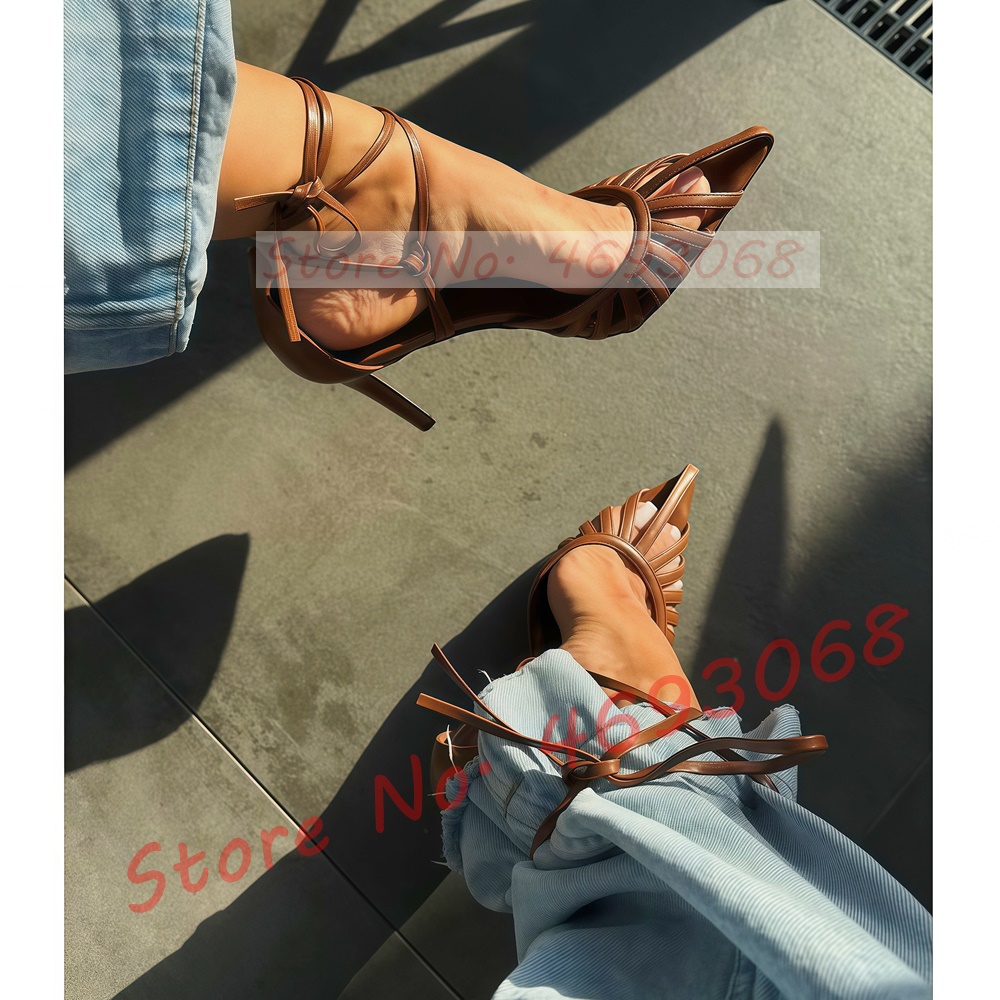 Brown Pointy Toe Caged Sandals - огляд і ціна Crossfit Ladies